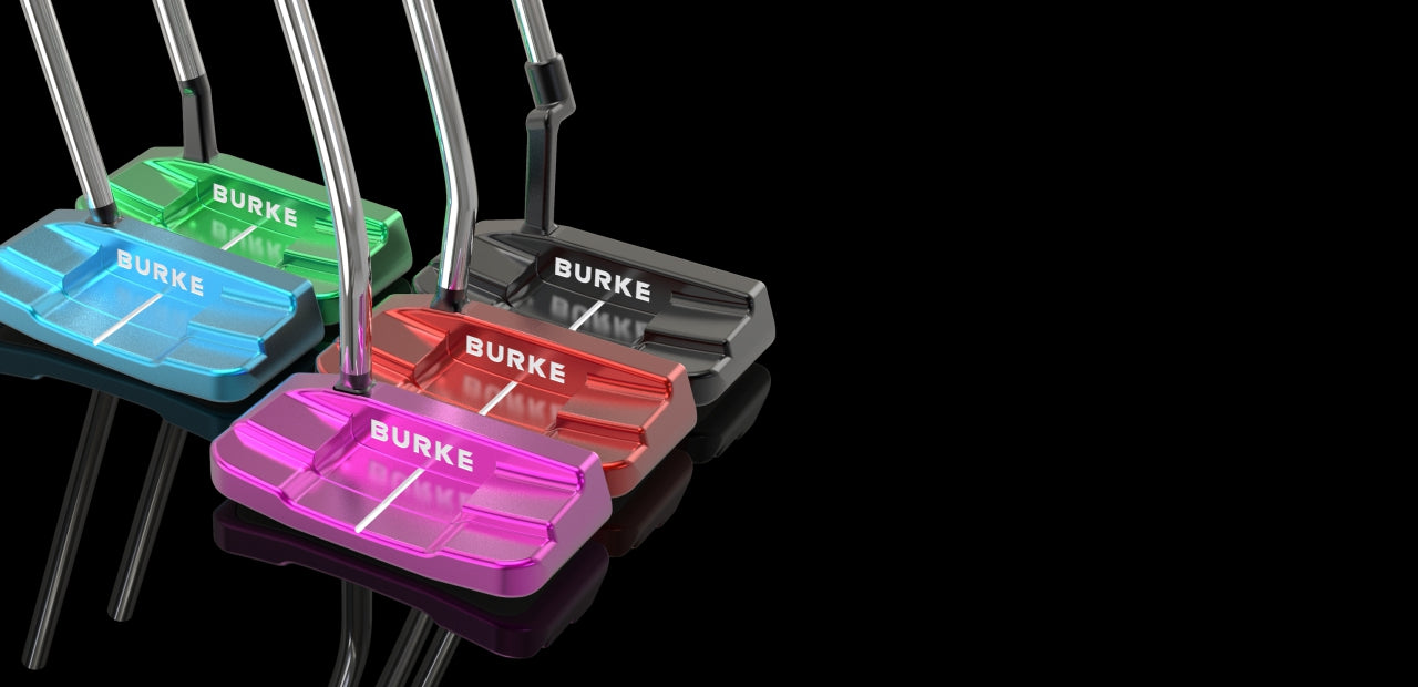 The Burke AI+77 putter Series is designed for the Purists,with 5 colors (blue/ red/pink/green/black) and 5 types of necks(Straight Shaft/Plumbers Neck/Double Bend/Single Bend/Flat Neck)